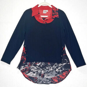 Parsley & Sage Layla Layered Tunic Red Black